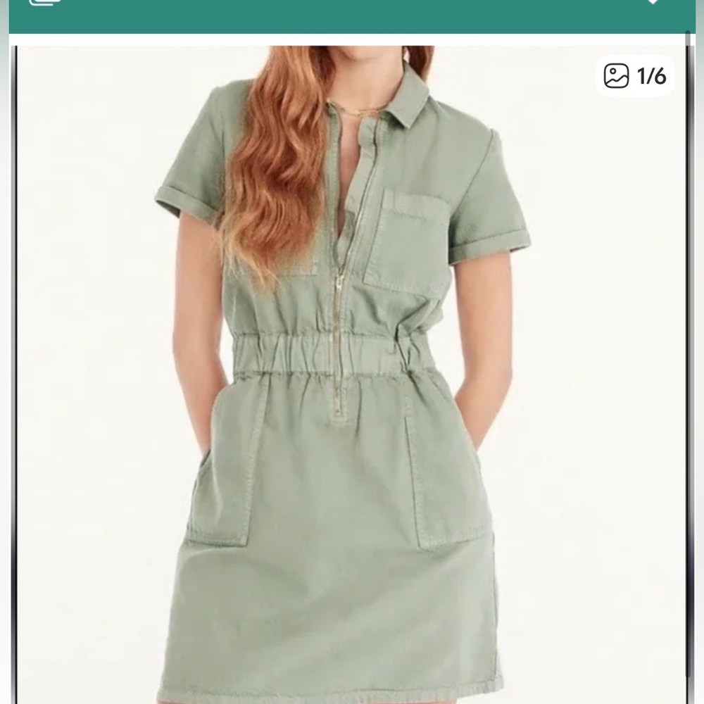J.Crew Zip Front Chino Cargo Dress, EUC, 12